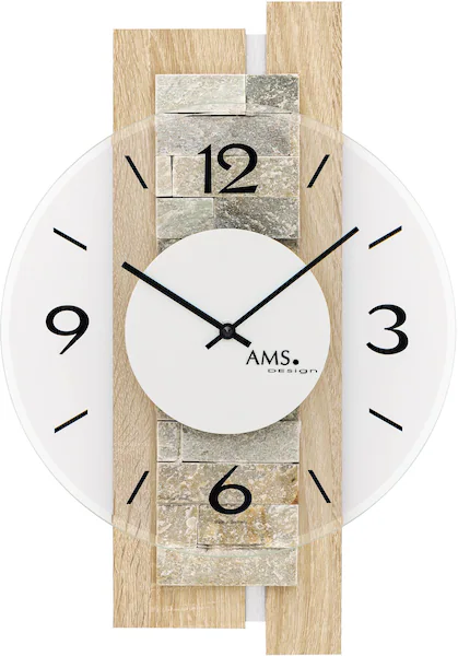Bild von Wanduhr AMS "W9542", braun (sonomafarben), Wanduhren, B/H/L: 6cm x 40cm x 28cm, Quarzuhr,Holz,Wohnzimmer,Esszimmer,Küche,Made in Germany,Büro,Flur