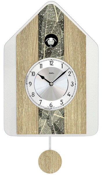 Bild von Pendelwanduhr AMS "W7499", bunt, Wanduhren, B/H/L: 24cm x 5cm x 34cm, Quarzuhr,Holzgehäuse,Esszimmer,Wohnzimmer,Made in Germany