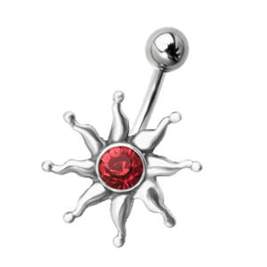 Bild von Bauchnabel Piercing mit Sonnendesign dezent, mit 8 Strahlen