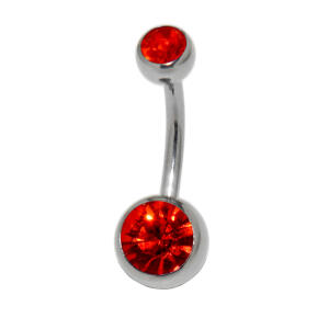 Bild von 316L Chirurgenstahl Bauchnabel Piercing Banane Stecker doppelt juwelliert 1,6 x 8mm, hyacinth