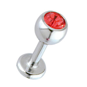 Bild von 316L Labret mit juwellierter Kugel, Lippenstecker Piercing, 1,6 x 10mm, kristall weiß