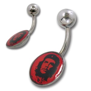 Bild von 316L Bauchnabel Stab gebogen mit flacher Motiv-Kugel, ;1,6x10mm;6/12mm MONA