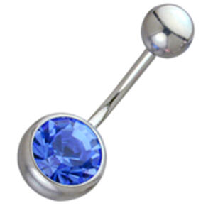 Bild von 316L Jumbo Bauchnabel Banane 1,6 x 12mm, blue zircon