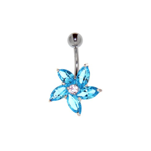 Bild von Titan Bauchnabel Piercing in aquamarin