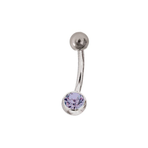 Bild von Bauchnabel Piercing aus Titan mit Kristallkugeln in Rubin
