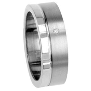 Bild von Titan Ring mit Diamant 1 seitliche Linie mattiert & poliert Größe 52 = ca. 16.6mm