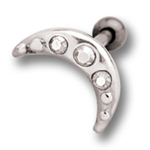 Bild von 316L Helix Ohrpiercing 1.2x6mm mit Mond Design aus 925 Sterling Silber, schwarz