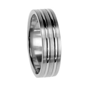 Bild von Partnerring Größe 61 = ca. 19.4mm Titan 2 mittleren Rillen mattiert und poliert
