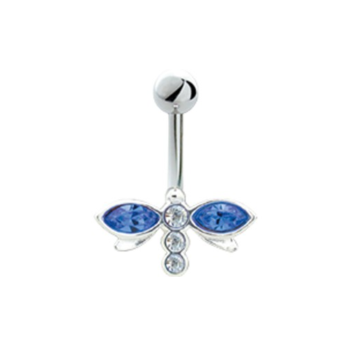 Bild von Bauchnabel Piercing mit Libellen Motiv aus 925 Silber