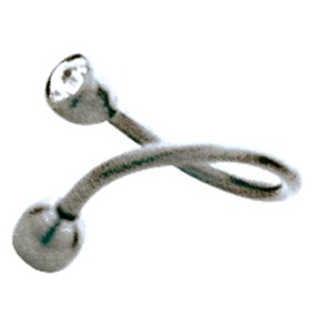 Bild von Titan Twister Körperschmuck 1.2x8mm, hp/blau zirkon