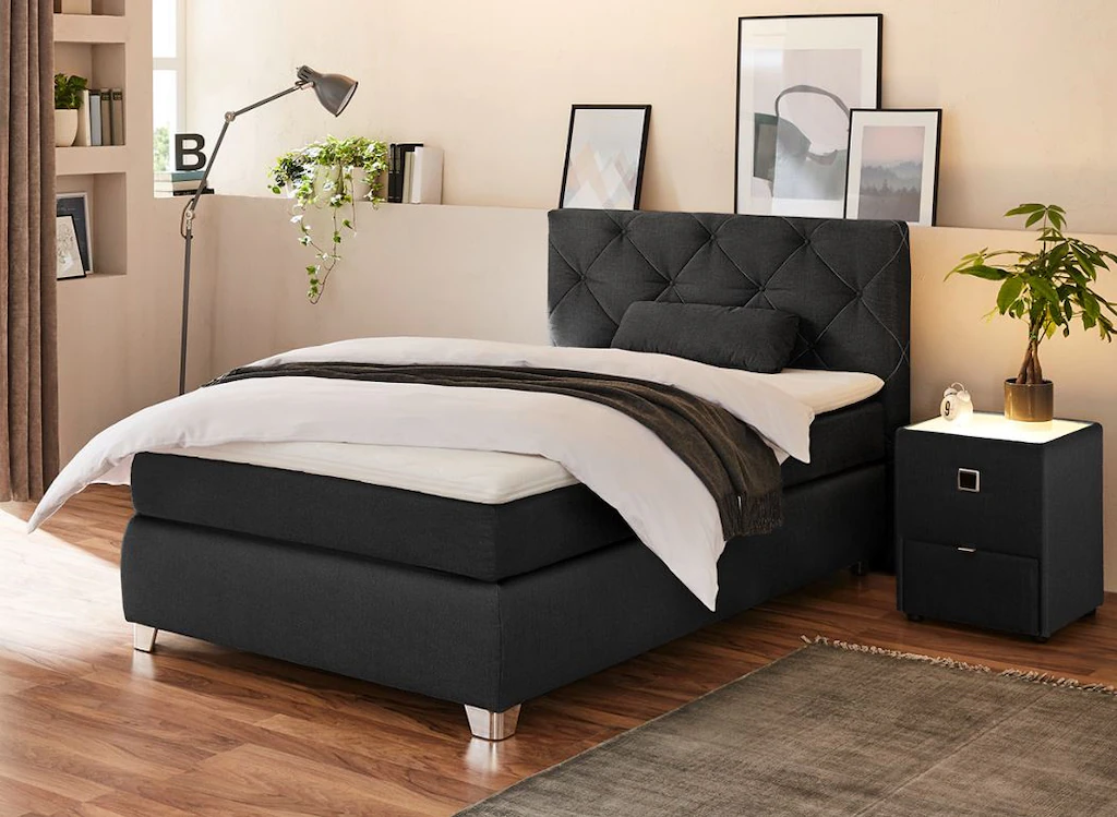 Bild von Jockenhöfer Gruppe Boxspringbett Finja, mit Topper und Zierkissen, erhältlich in 90,120,140 & 180cm Breite