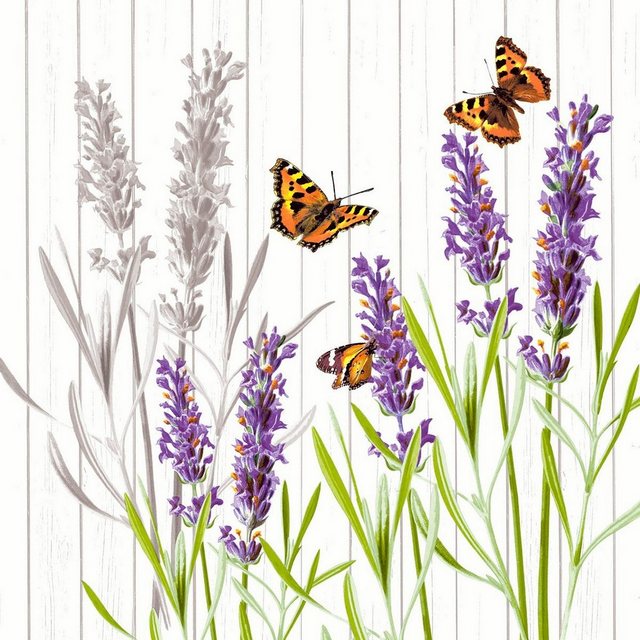 Bild von Paper + Design, Servietten, Lavendel & Schmetterlinge (20 x, 33 x 33 cm)