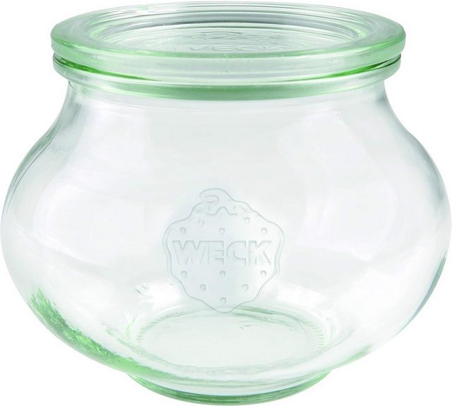 Bild von WECK Gläser Schmuckgläser #901 500 ml (6 Stück, inkl. Klammern + Gummis, Deckel ø 80 mm, Einmachgläser, Dessertgläser, Marmeladengläser) 58311, grün