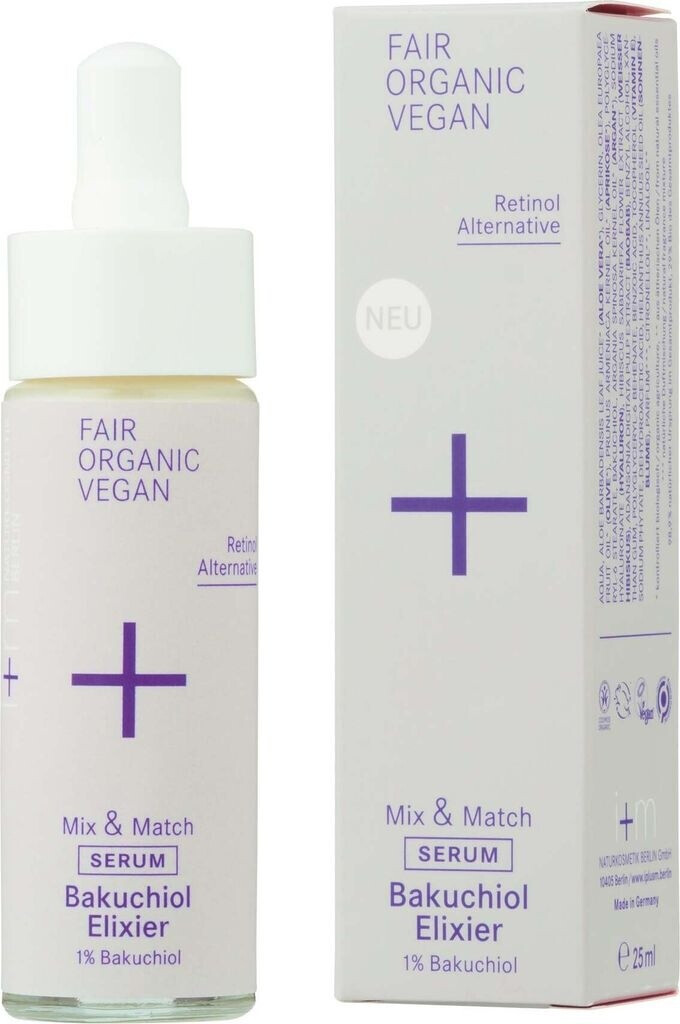 Bild von i+m® Bakuchiol Elixier 30ml · BIO Anti Aging Serum · Gesichtsserum Vegan · Retinol Alternative Naturkosmetik · Porenverfeinerndes & Faltenauffüller Serum · Mit Bio-Arganöl & Hyaluron · Parabenfrei