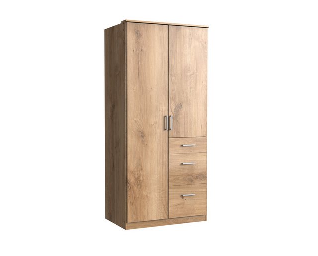 Bild von Wimex Kleiderschrank in Plankeneiche-Nachbildung mit 3 Schubladen und 2 Türen (B/H/T: 90x198x58 cm)