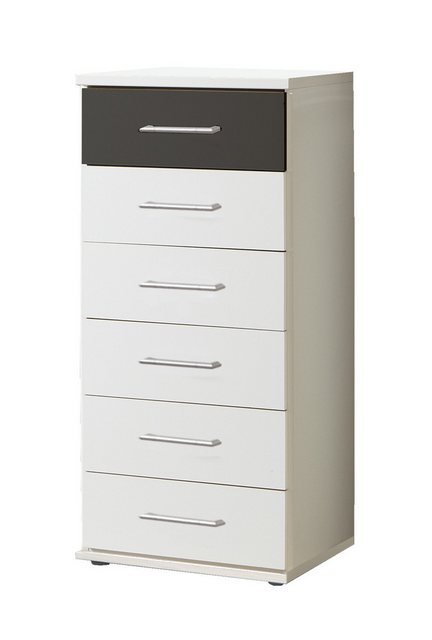Bild von Wimex Kommode in Weiß mit 6 Schubladen (B/H/T: 46x106x40 cm)