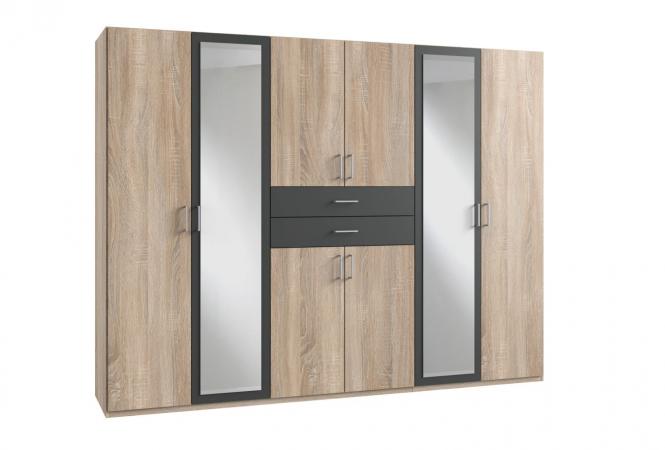 Bild von Wimex Kleiderschrank "Diver Drehtürenschrank mit Spiegel, Schubladen, 225 oder 270cm breit", Bestseller Schlafzimmerschrank wahlweise 3 Innenausstattungen