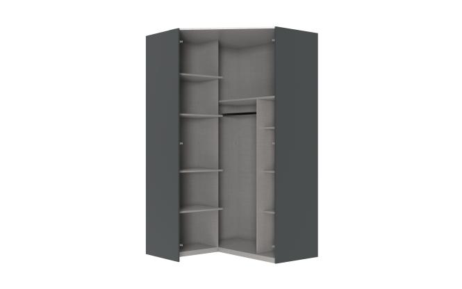 Bild von Eckschrank 120 cm breit mit Beleuchtung Graphit Grau EASY PLUS A