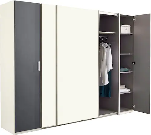 Bild von Wimex Kleiderschrank/ Schwebetürenschrank Lotto, (B/H/T) 313 x 210 x 65 cm, Weiß/ Absetzung Anthrazit