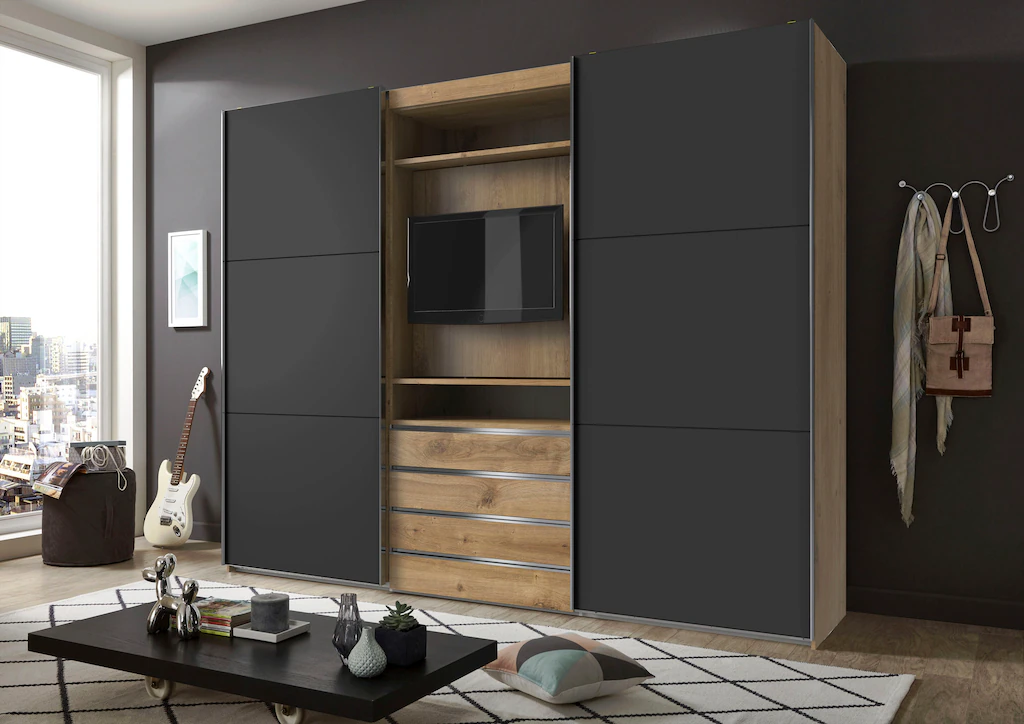 Bild von Wimex Schwebetürenschrank "Magic by fresh to go", tolles EXTRA: mit drehbarem TV-Element, mittig mit Schubladen