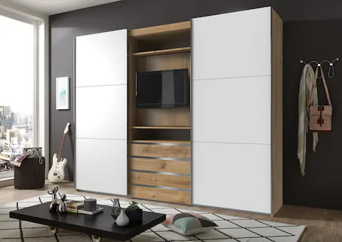 Bild von Wimex Schwebetürenschrank "Magic by fresh to go", tolles EXTRA: mit drehbarem TV-Element, mittig mit Schubladen