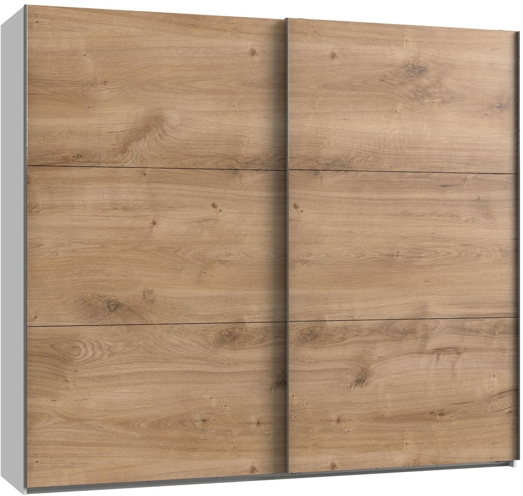 Bild von Kleiderschrank mit Schiebetüren 200 cm breit Holzoptik Braun / Weiß LEVEL36 A