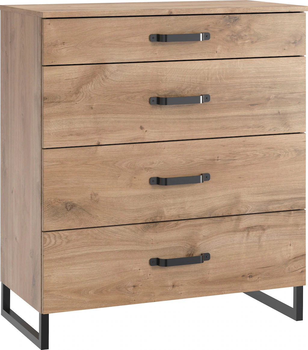 Bild von Froschkönig24 Detroit Kommode Anrichte Sideboard Plankeneiche/Schwarz