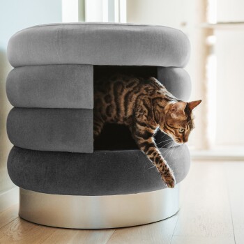 Bild von CanadianCat Company | Design Katzenhöhle Choupette | Grau | Katzenbett, Kuschelhöhle, Hocker für Katzen XL