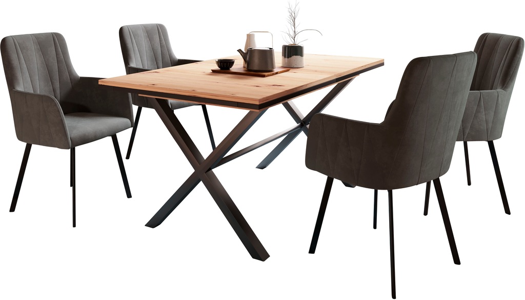 Bild von HELA Essgruppe »Karina«, (Set, 5 tlg.), Ausziehbar 160 - 200 cm, Sessel 360° drehbar