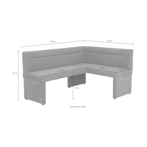 Bild von Eckbank  Fabia ¦ grau ¦ Maße (cm): B: 168 H: 86 T: 128 Hocker & Bänke > Bänke > Eckbänke - Sconto