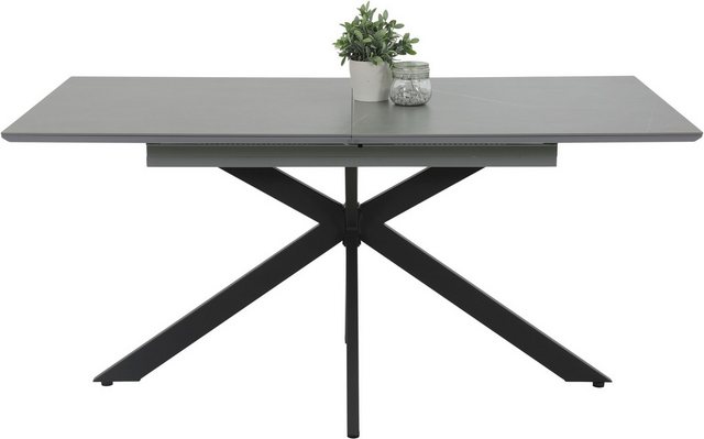 Bild von HELA Esstisch "CHIARA Ausziehtisch 160 - 200 cm mit pflegeleichter Steinoberfläche", (1 St.), X-Gestell, Synchronauszug, elegante Schweizer Kante