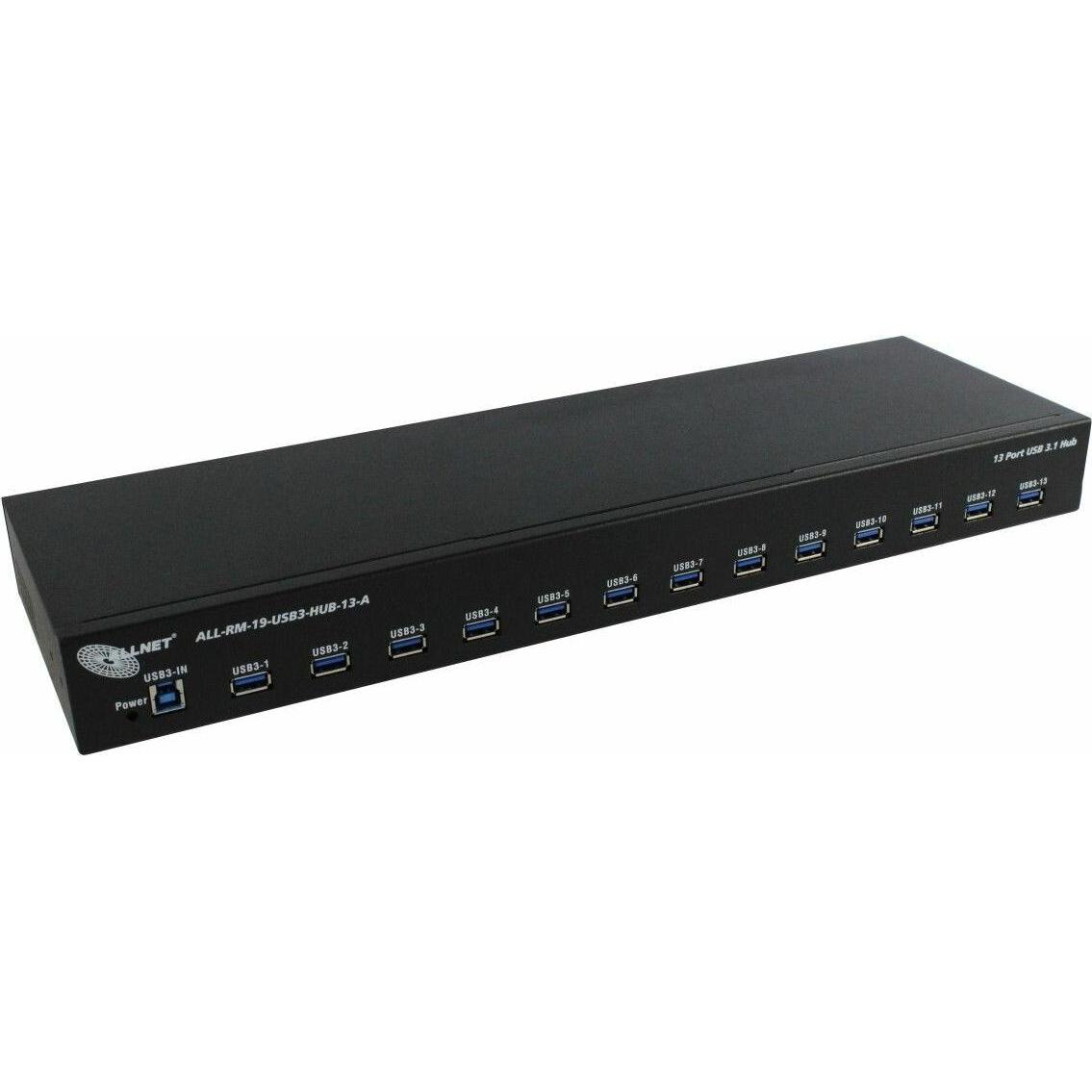 Bild von ALLNET USB 3.0 13 Port HUB-Type-A, 48,30cm (19) 1HE (ALL-RM-19-USB3-HUB-13-A)