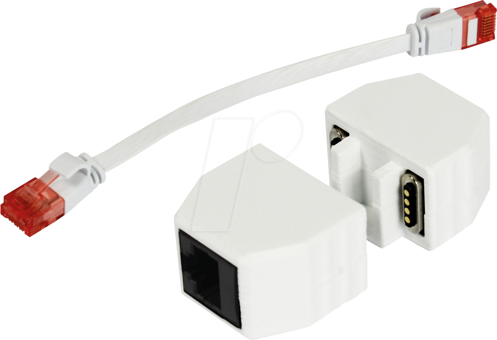 Bild von TP-TP Kupplung,CAT6A,Buchse,1:1 ,8-pol., RJ45, magnetische Sicherungskupplung, Abwurfbuchse, PoE fähig, bis zu 10GBit (ALL-RJ45-Magnet)