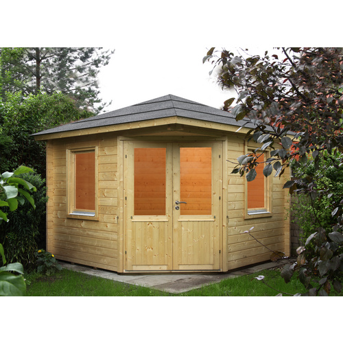 Bild von WOLFF FINNHAUS Gartenhaus »Maria«, Holz, BxHxT: 352 x 289 x 300 cm (Außenmaße inkl. Dachüberstand) - beige