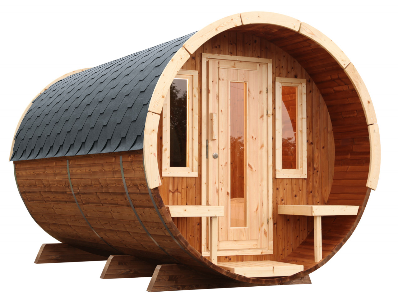 Bild von WOLFF FINNHAUS Fasssauna »De luxe Thermo«, Fichtenholz, beige, 6 Personen