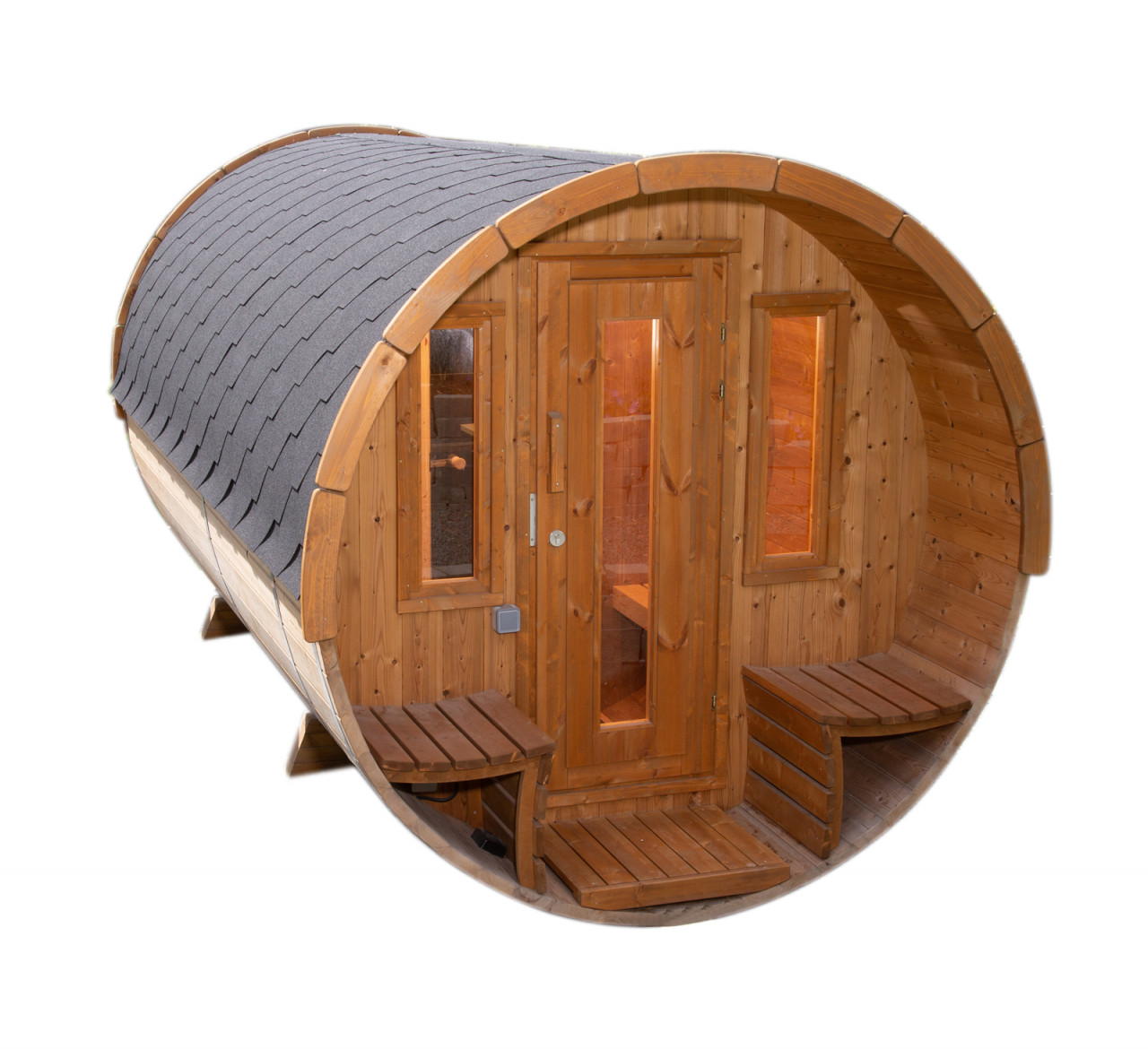 Bild von WOLFF FINNHAUS Fasssauna »De luxe Thermo«, Fichtenholz, beige, 6 Personen