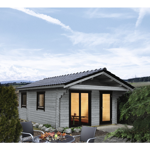 Bild von WOLFF FINNHAUS Gartenhaus »Göteborg«, Holz, BxHxT: 464 x 293 x 691 cm (Außenmaße inkl. Dachüberstand) - beige