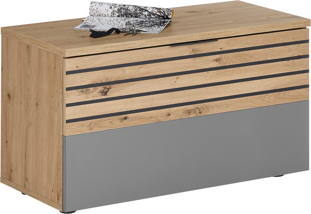 Bild von 33-023-T2 Garderobenbank MILAN Sitzbank für Schuhe Artisan Eiche Nb. / grau ca. 85 x 45 x 38 cm