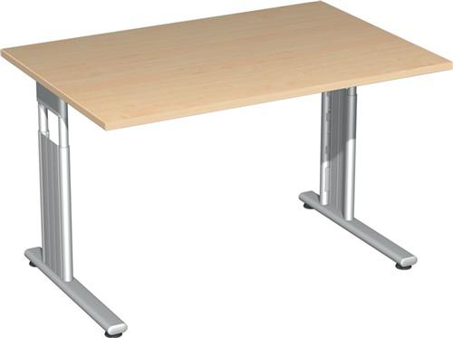 Bild von geramöbel Flex höhenverstellbarer Schreibtisch buche rechteckig, C-Fuß-Gestell silber 120,0 x 80,0 cm