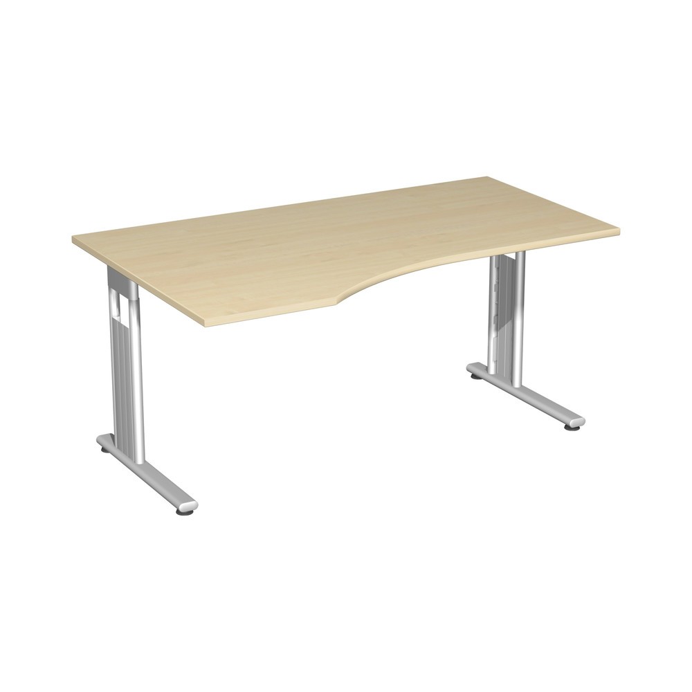 Bild von geramöbel Flex Schreibtisch ahorn L-Form, C-Fuß-Gestell silber 180,0 x 100,0 cm