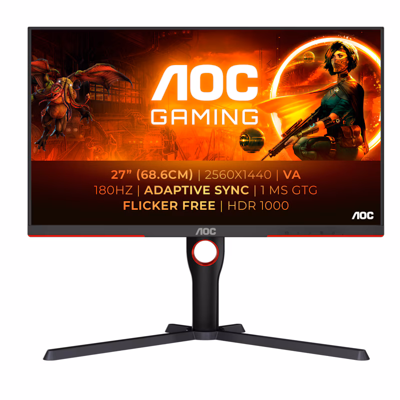 Bild von AOC Q27G3XMN 68,6cm (27") QHD VA Gaming Monitor 16:9 HDMI/DP 180Hz 0,5ms Sync
