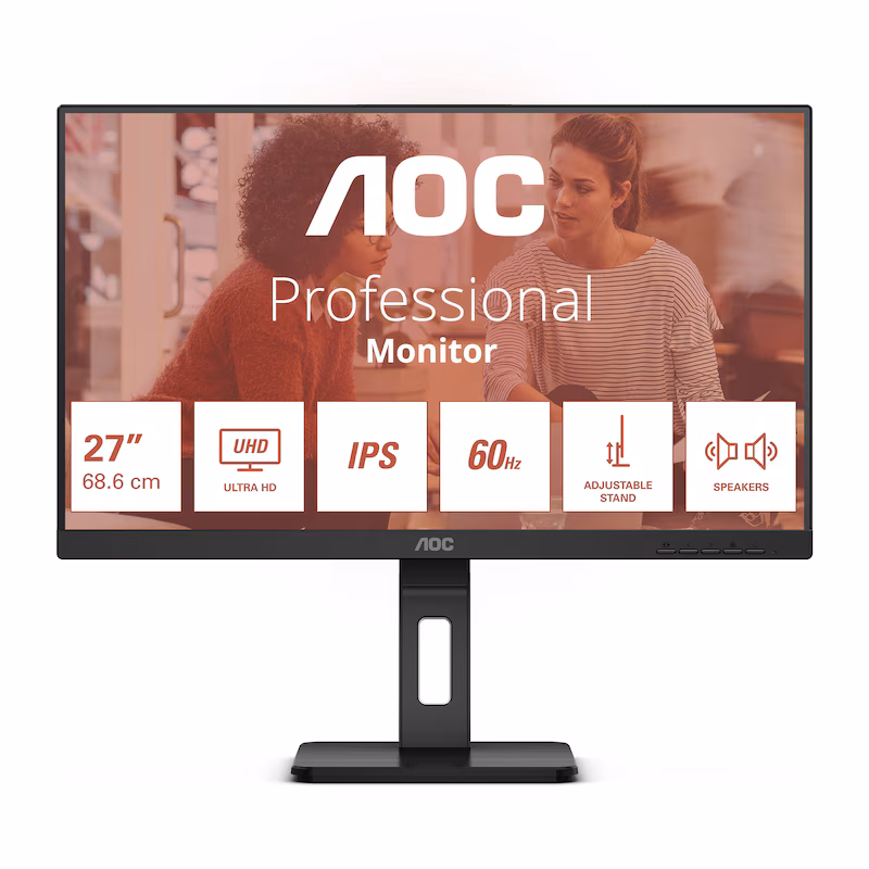 Bild von AOC U27E3UF 68,58cm (27 Zoll) LED-Monitor - IPS - 3840x2160 - 4ms - 16:9 - 2xHDMI - DP - USB - Schwarz (U27E3UF)