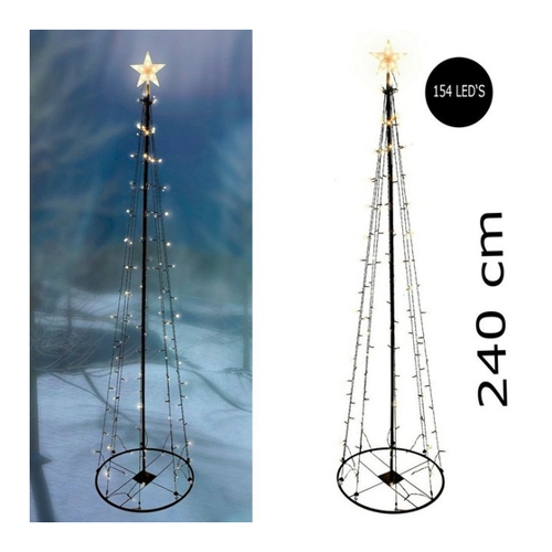 Bild von INDA-Exclusiv Lichtervorhang XXL LED Metall Weihnachtsbaum mit Stern warmweiß 154 LEDs 240cm