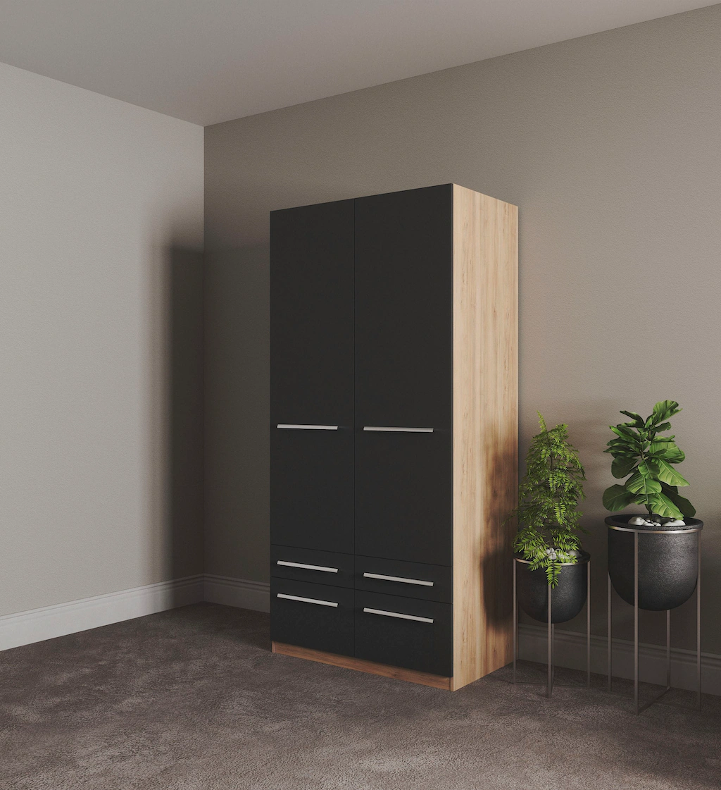 Bild von priess Kleiderschrank "Schrank Garderobe Wäscheschrank Barcelona in 5 Breiten", viel Stauraum, geräumige Schubkästen, mit Spiegel, MADE IN GERMANY
