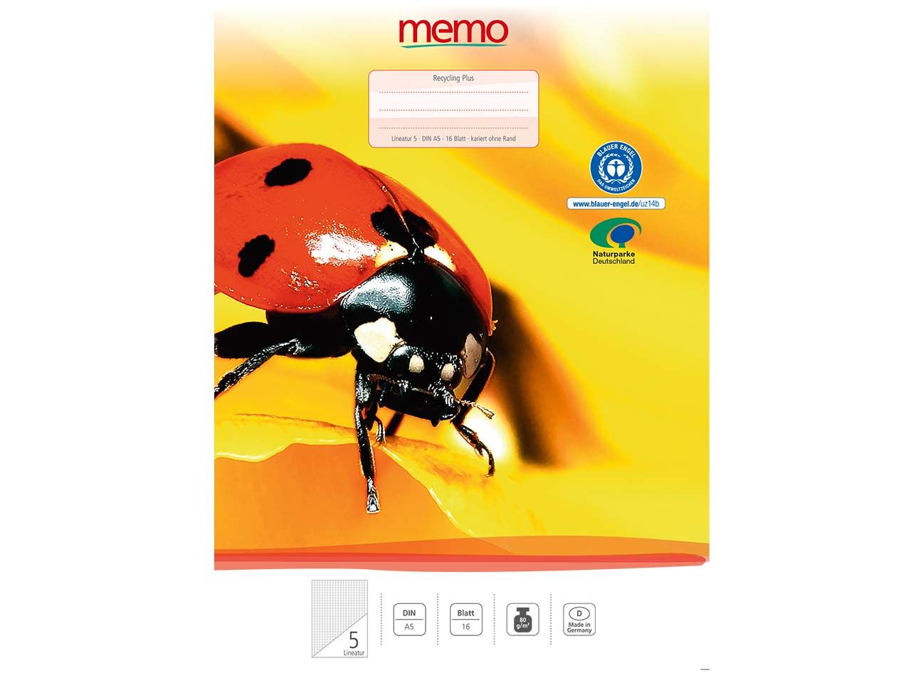 Bild von memo Schulheft A5 kar. o. Rand Lin. 5