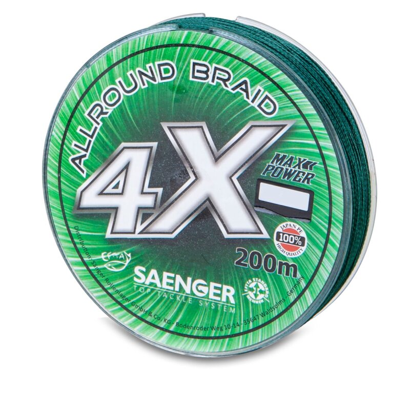 Bild von SÄNGER 4 X Allround Braid 0,35mm 30,7kg 200m Dark Green (0,04 € pro 1 m)