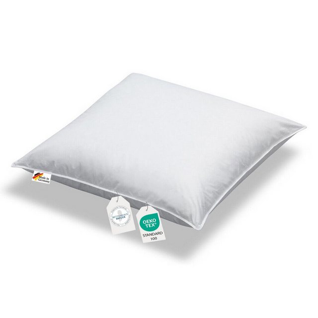 Bild von Bettenhaus Breuer Daunenkissen Kopfkissen 100% sibirische Daunen 720g extra weich prall dick 80x80, Füllung: 100% Daunen, Bezug: 100% Baumwolle, Seitenschläfer, Rückenschläfer, Bauchschläfer, hergestellt in Deutschland