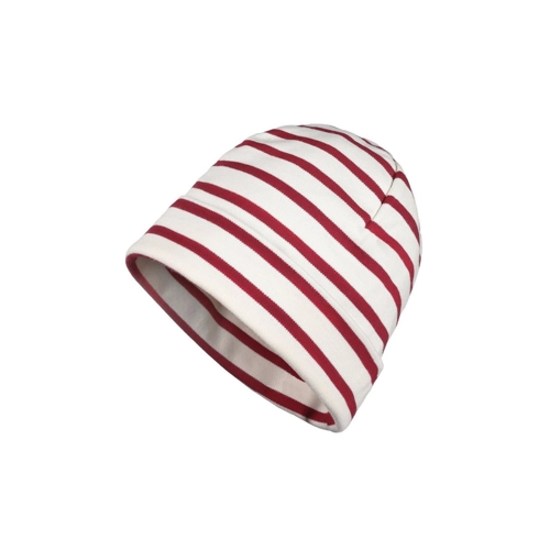 Bild von modAS Mütze Maritime Rollmütze Unisex für Kinder und Erwachsene - Ringelmütze Baumwollmütze mit Streifen in Natur/Rot bis 52 cm Kopfumfang (Kleinkind), modAS Strickmütze Unisex Mütze Streifen für Kinder & Erwachsene - Ringelmütze Baumwolle