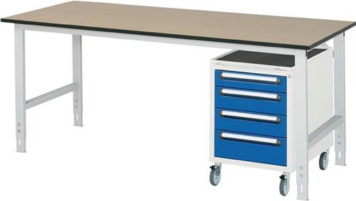 Bild von Arbeitstisch B1250xT1000xH760-1080mm, Arbeitsplatte MDF Gestell lichtgrau