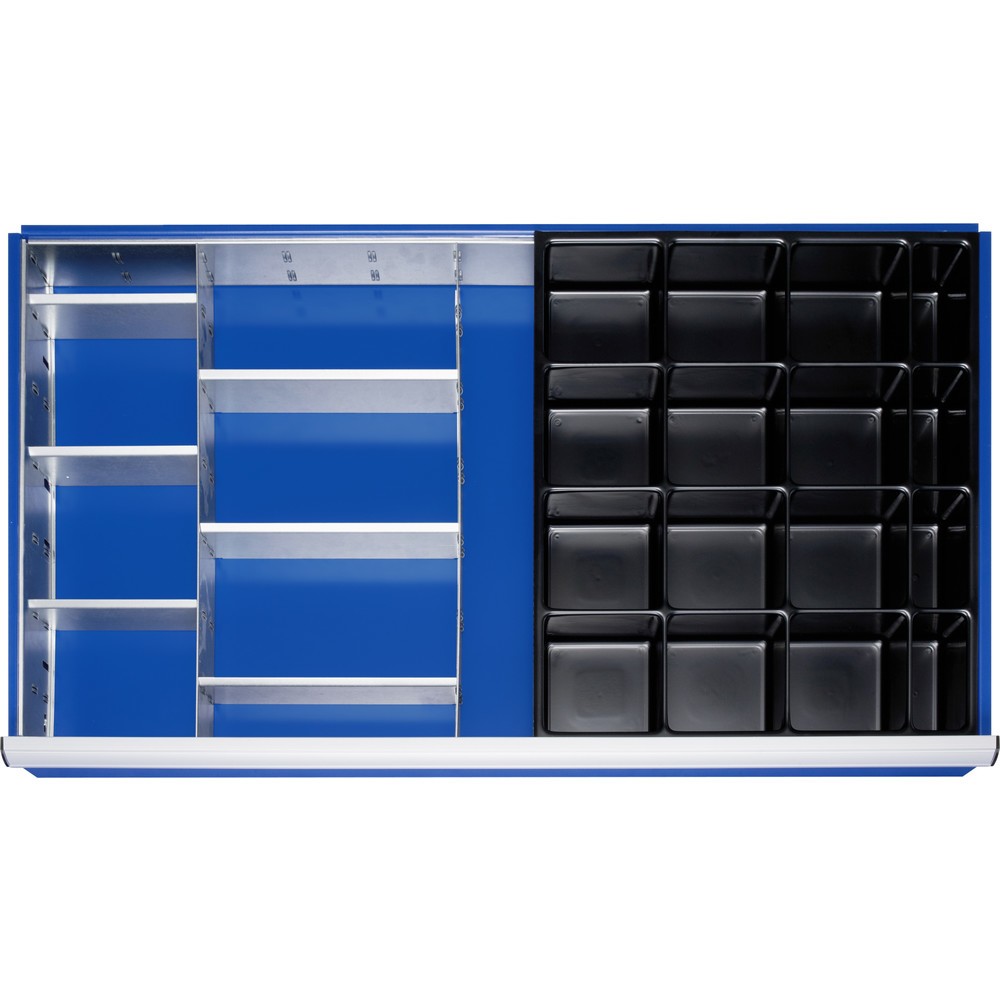 Bild von RAU Einteilungsset für Schublade, HxBxT 90 x 1.055 x 560 mm, mit 4-tlg. Rasterleisten-Set und 3 Trennwände, Größe XXL für Fronthöhe 120-360 mm